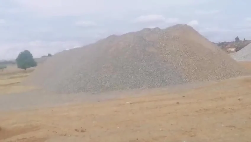 Processed aggregate stockpile at the operating site